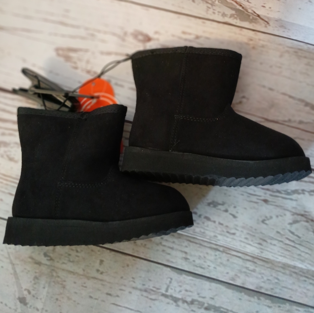 Wonder Nation Girls Faux Suede, Faux Shearling Boots Black Size 3